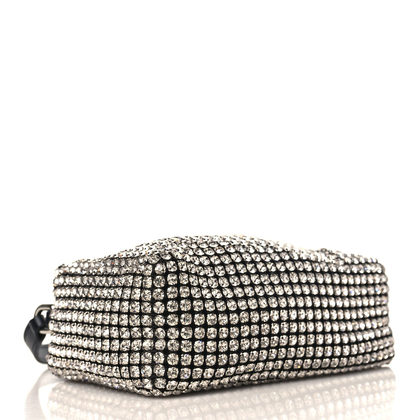 Mesh Crystal Rhinestone Mini Heiress Pouch Black Silver