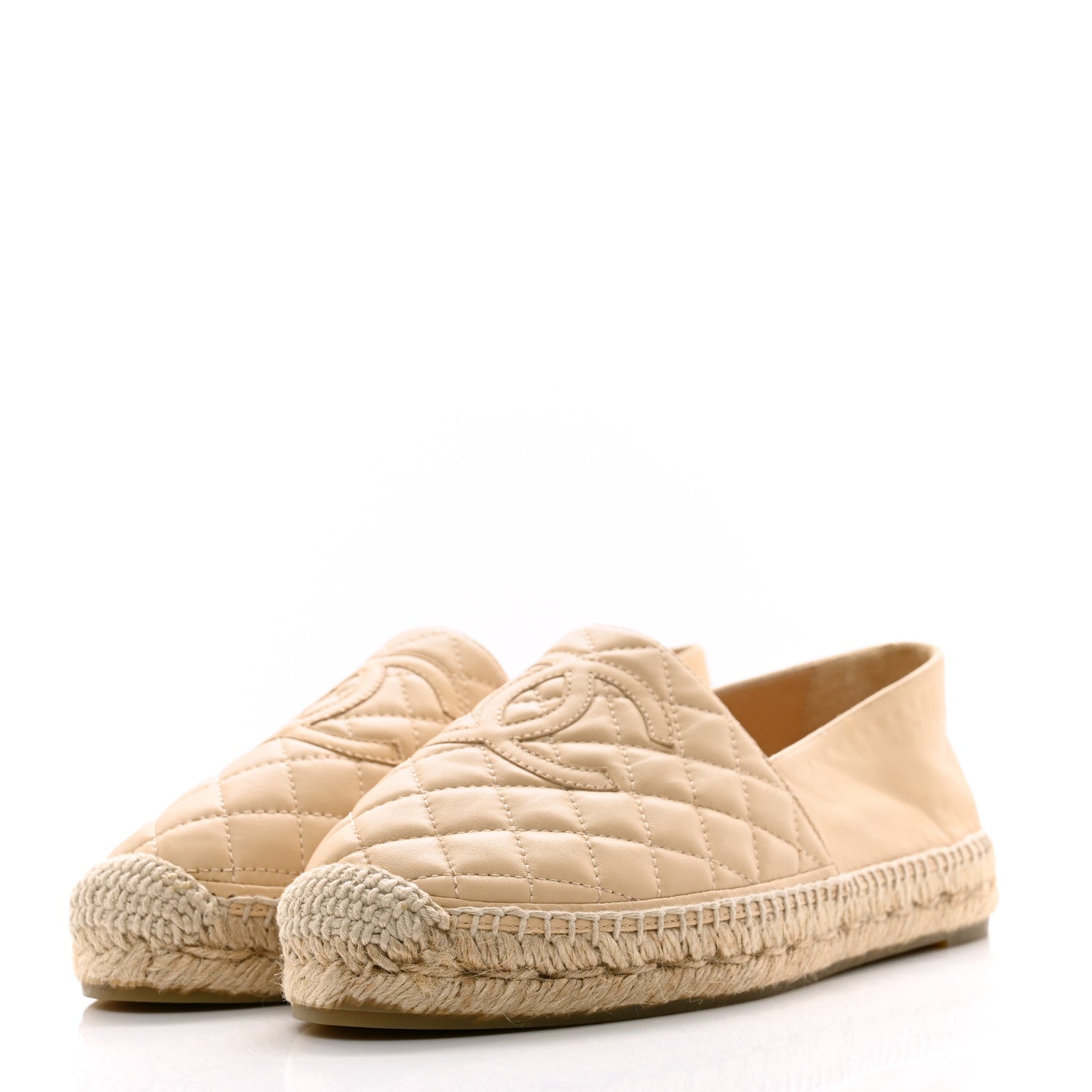 Chanel Lambskin Quilted CC Espadrilles 40 Beige 3 of 9
