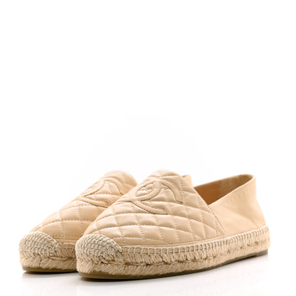Chanel Lambskin Quilted CC Espadrilles 40 Beige 3 of 9