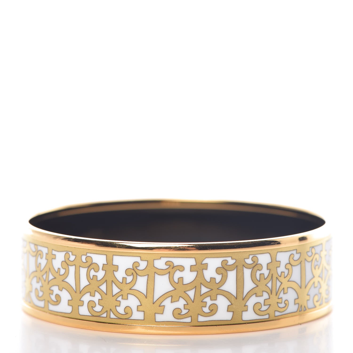Hermes Enamel Printed Wide Balcons du Guadalquivir Bracelet 65 Gold 3 of 5