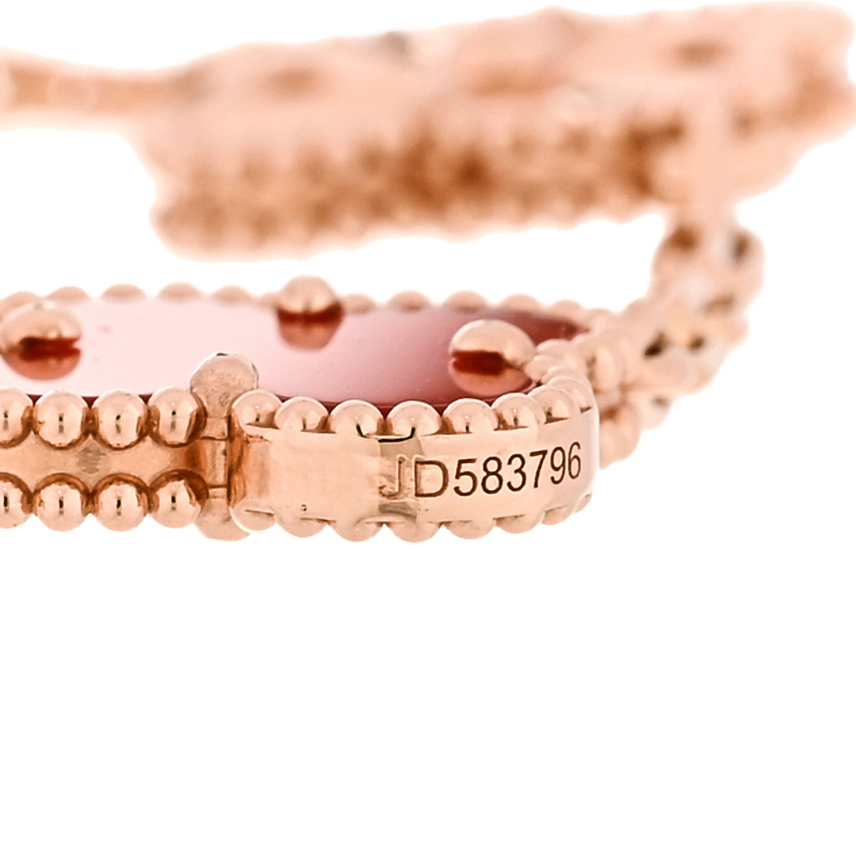 Van Cleef & Arpels 18K Rose Gold Carnelian 5 Motifs Guilloche Vintage Alhambra Bracelet 4 of 5
