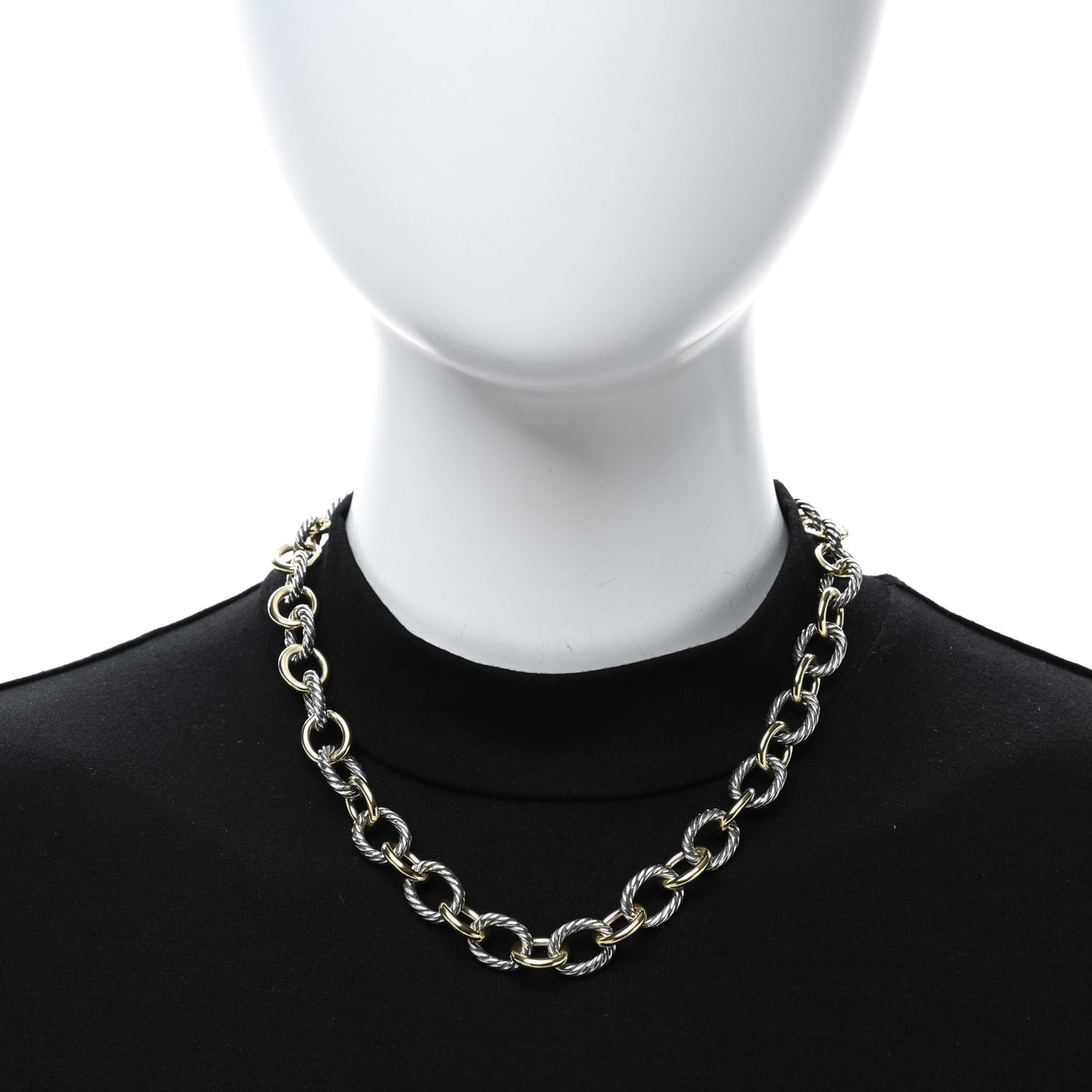 Sterling Silver 18K Yellow Gold 12mm Large Oval Link Necklace