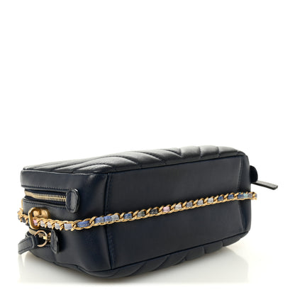 Chanel Lambskin Chevron Quilted Chain Around Camera Case Navy 4 of 12