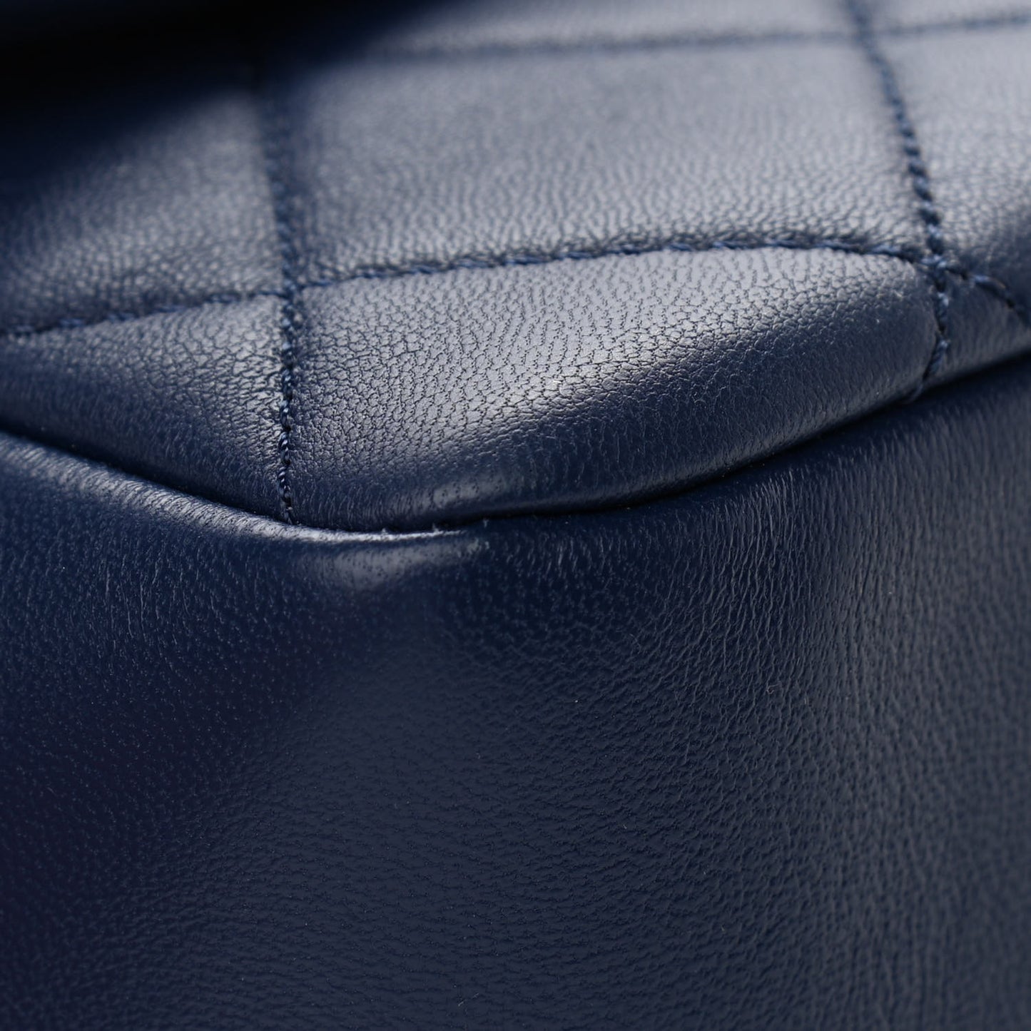 Lambskin Quilted Resin Bi-Color Chain Flap Bag Navy