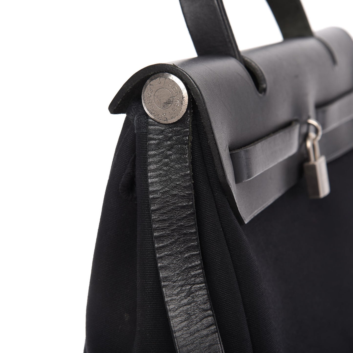 Toile Vache Calfskin Herbag 30 PM Black