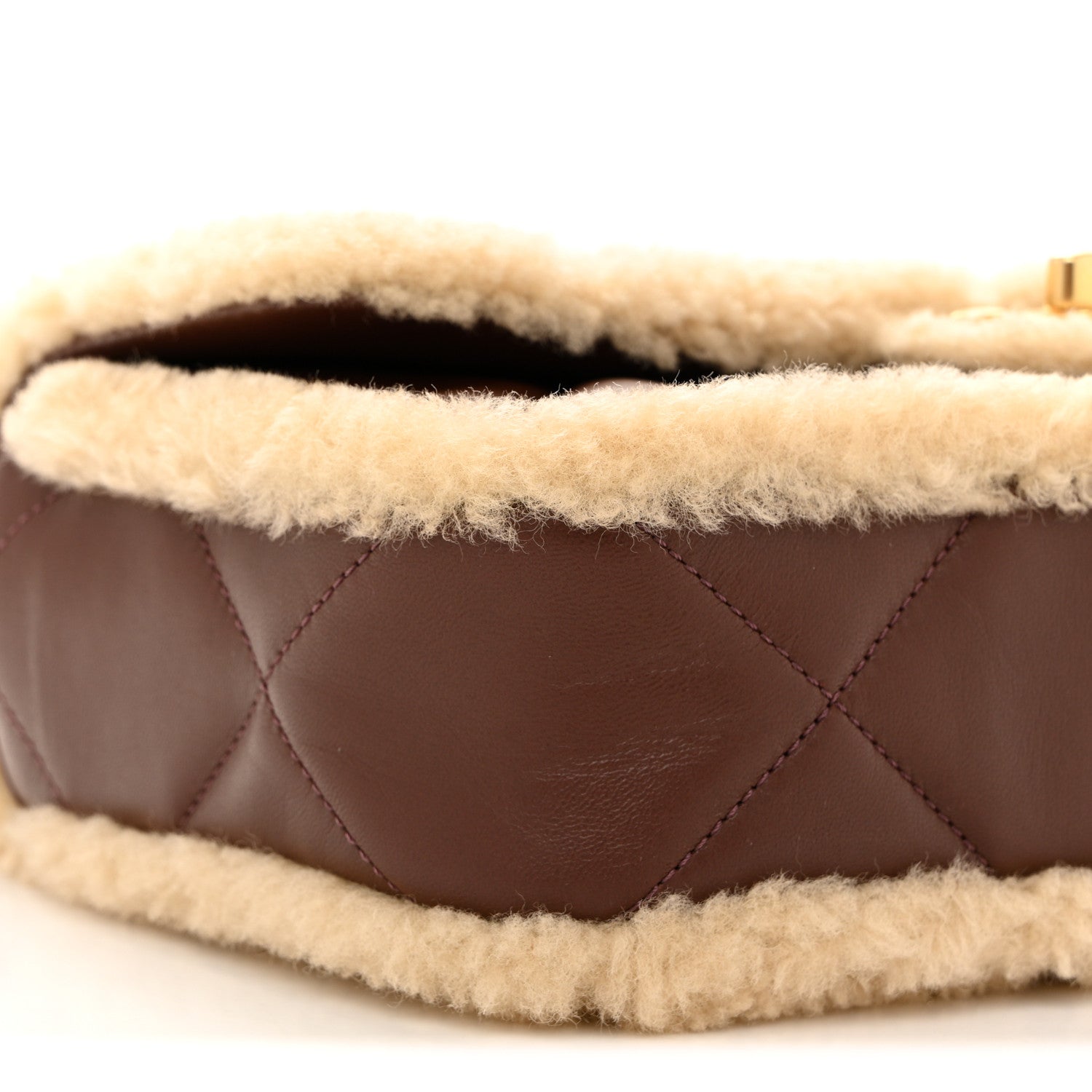 Chanel Shearling Lambskin Quilted Furry Coco Flap Beige Dark Brown 9 of 11