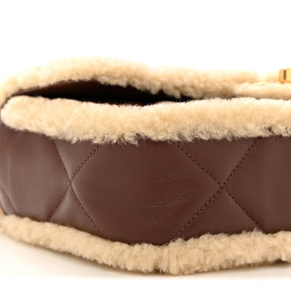 Chanel Shearling Lambskin Quilted Furry Coco Flap Beige Dark Brown 9 of 11