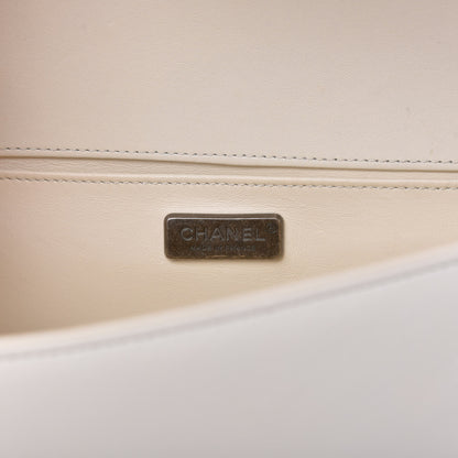 Chanel Fur Calfskin Medium Boy Flap White Silver 8 of 11