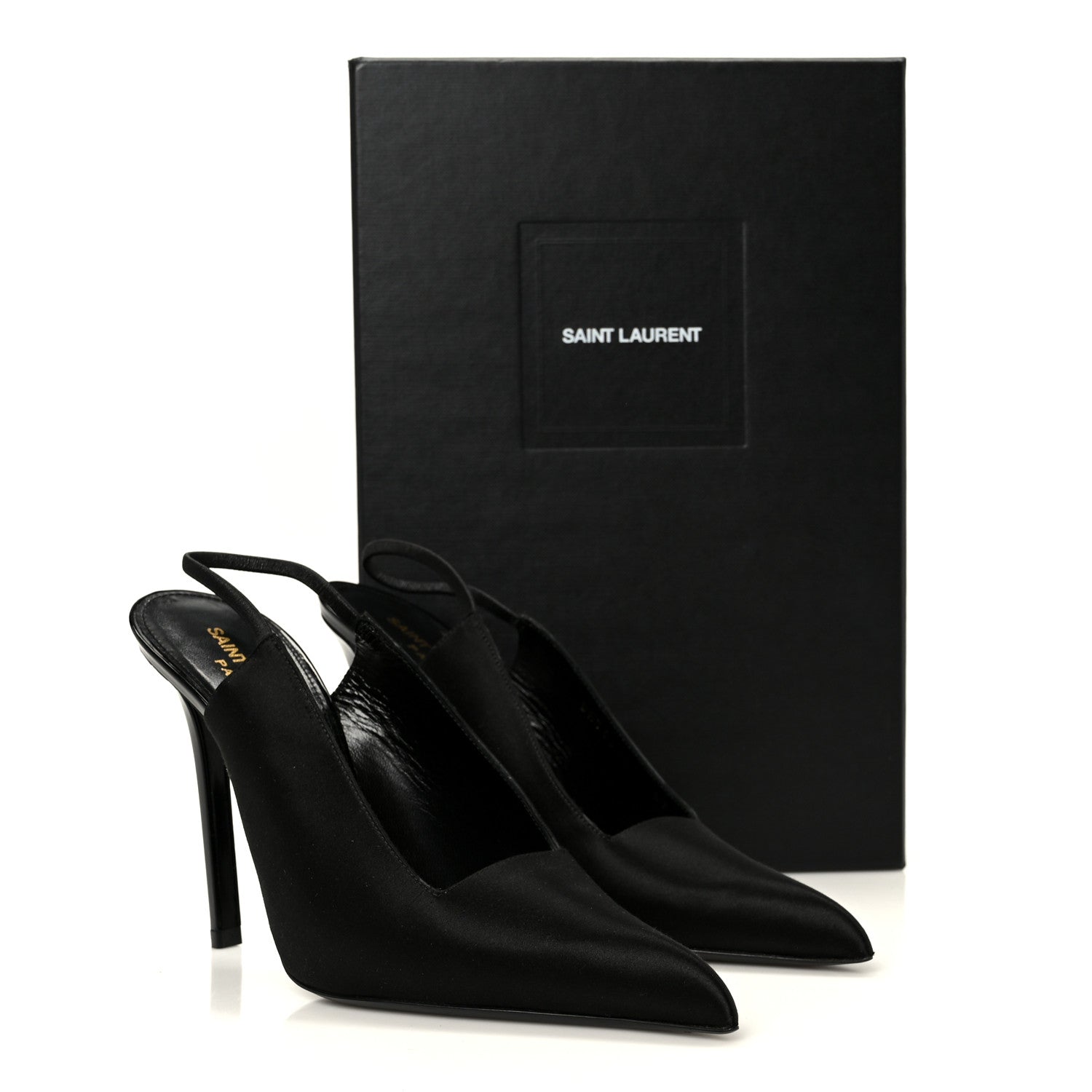Saint Laurent Raso Regale Raven 110 Slingback Pumps 37 Black 10 of 10