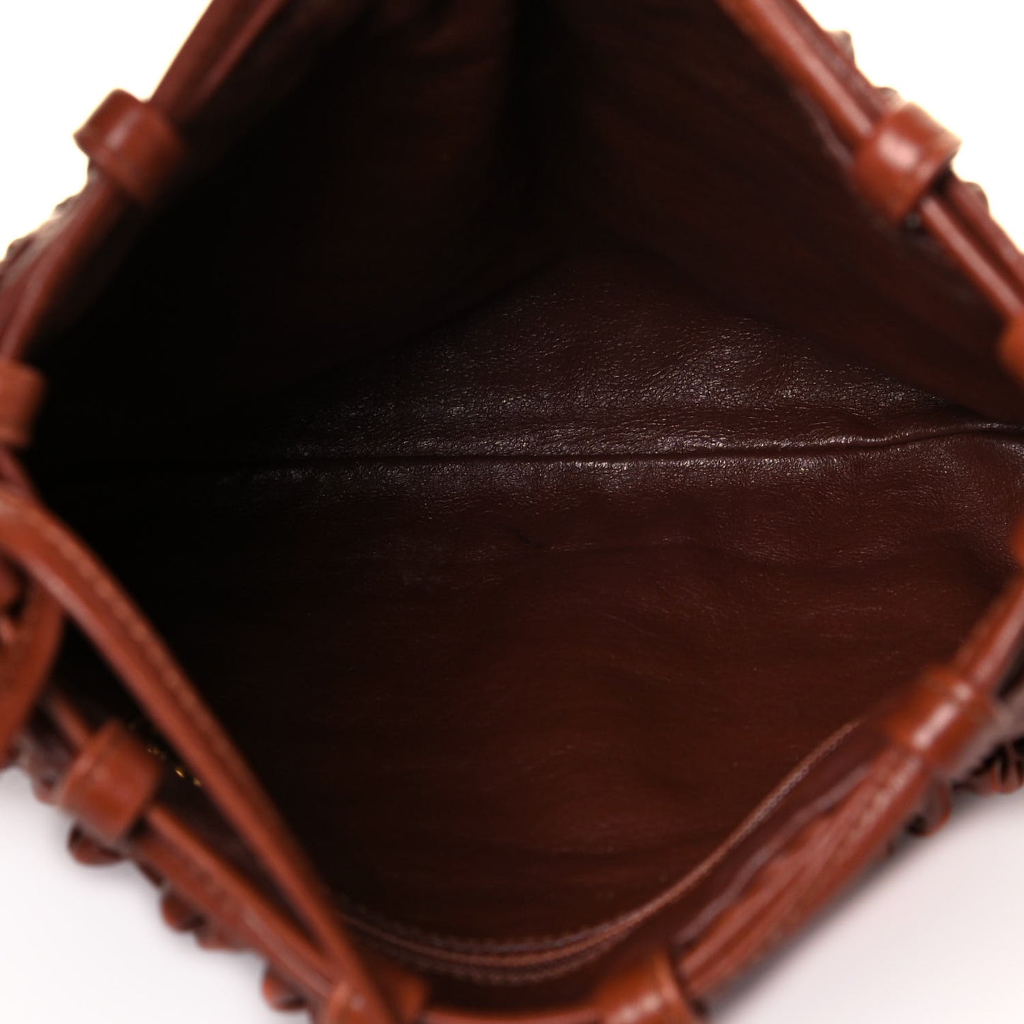 Lambskin Woven Crossbody Bag Brown