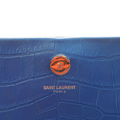 Saint Laurent Calfskin Crocodile Embossed Medium Classic Monogram Kate Tassel Satchel Bleu Majorelle 7 of 7