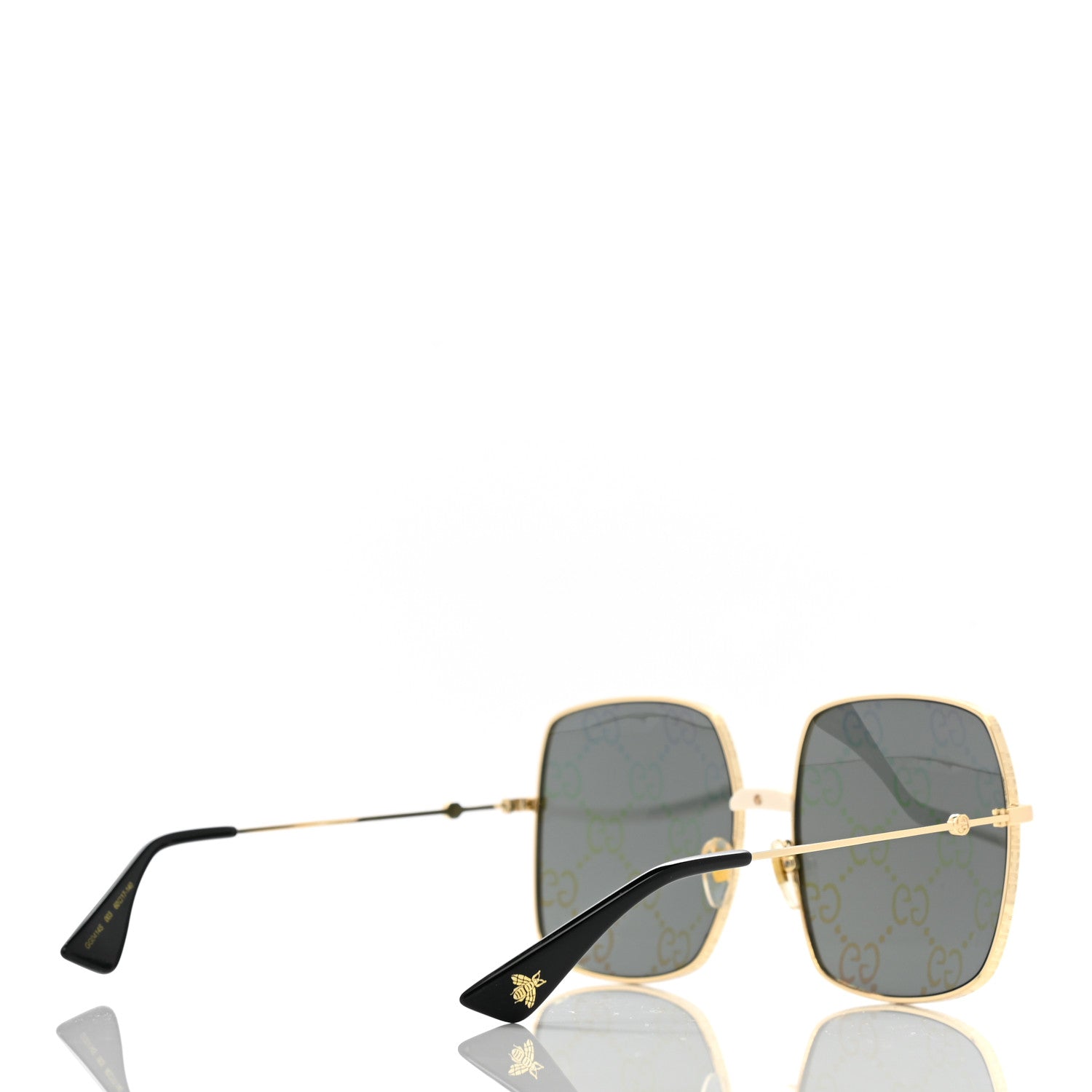 Gucci Metal Rectangular Frame Sunglasses GG0414S Gold Multicolor 5 of 8