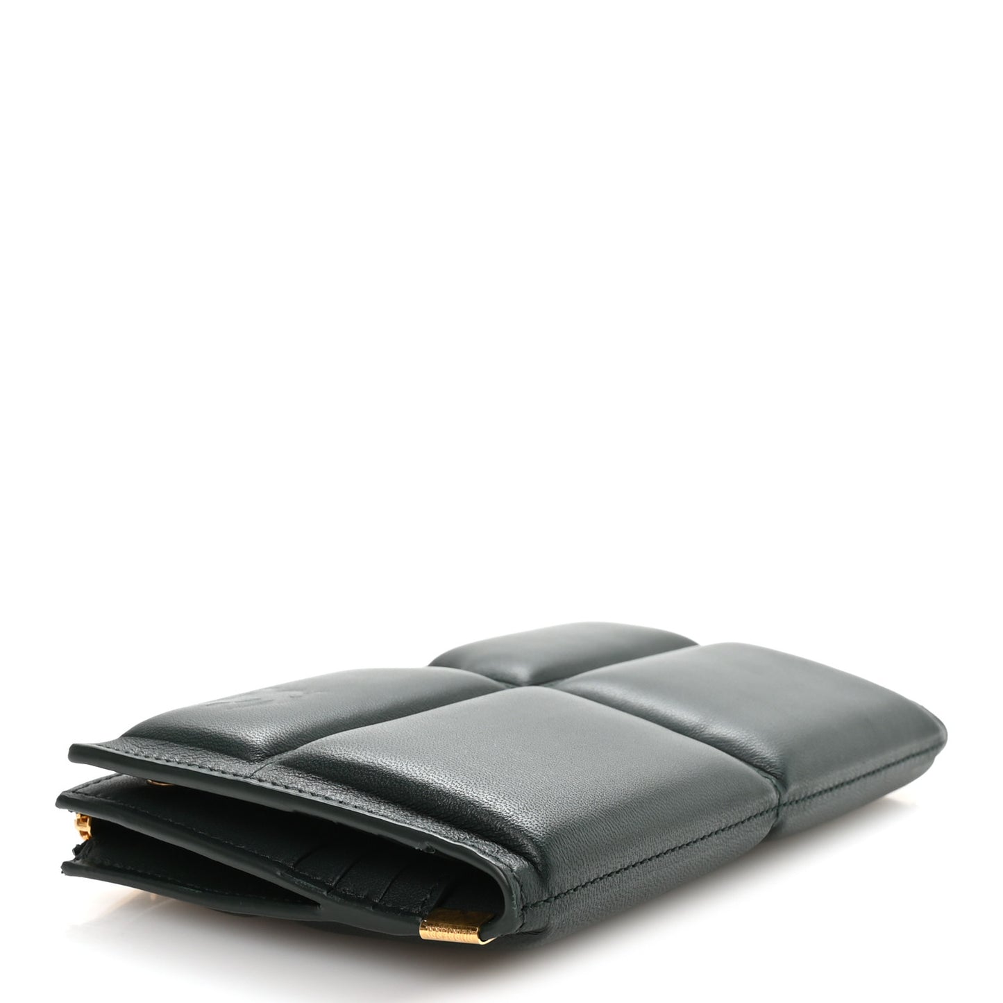 Calfskin B Cut Large Bi-Fold Puffy Wallet Vine