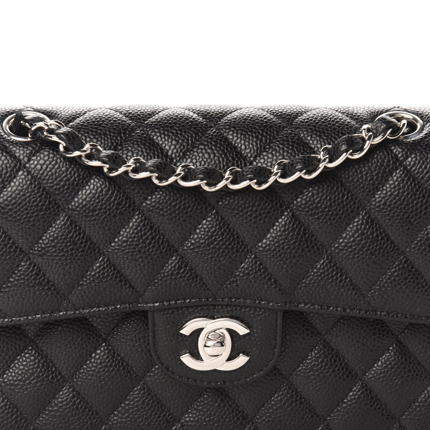Caviar Quilted Small Double Flap Black