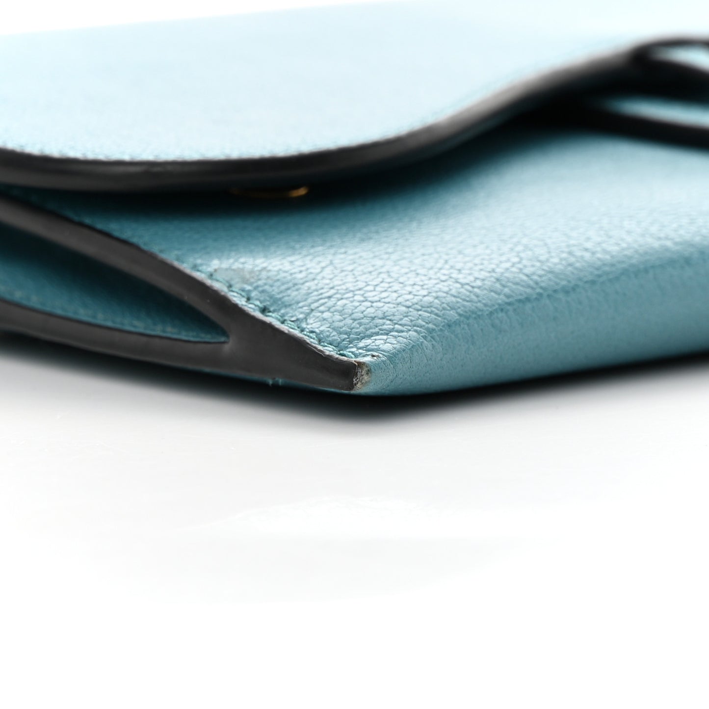 Goatskin Saddle Long Wallet With Chain Blue