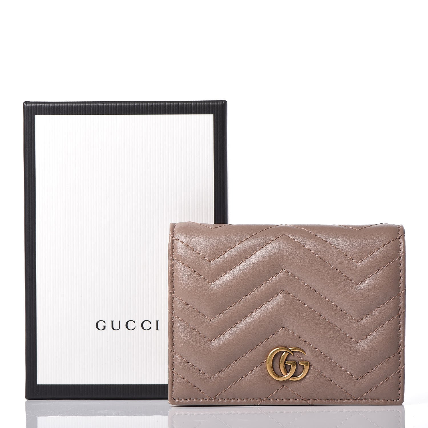 Gucci Calfskin Matelasse GG Marmont Card Case Wallet Porcelain Rose 9 of 9