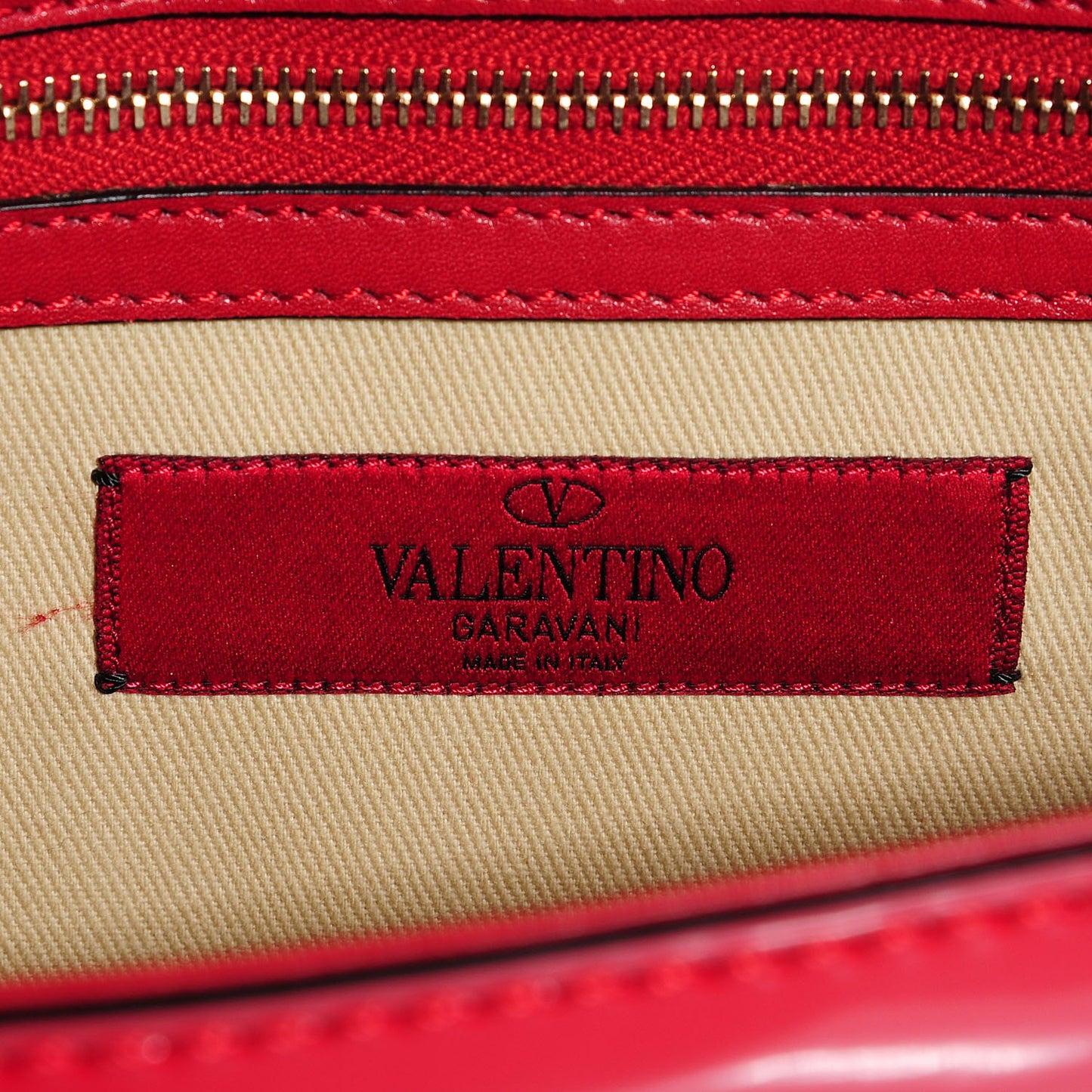 Patent Small Glam Lock Rockstud Flap Rosso Valentino