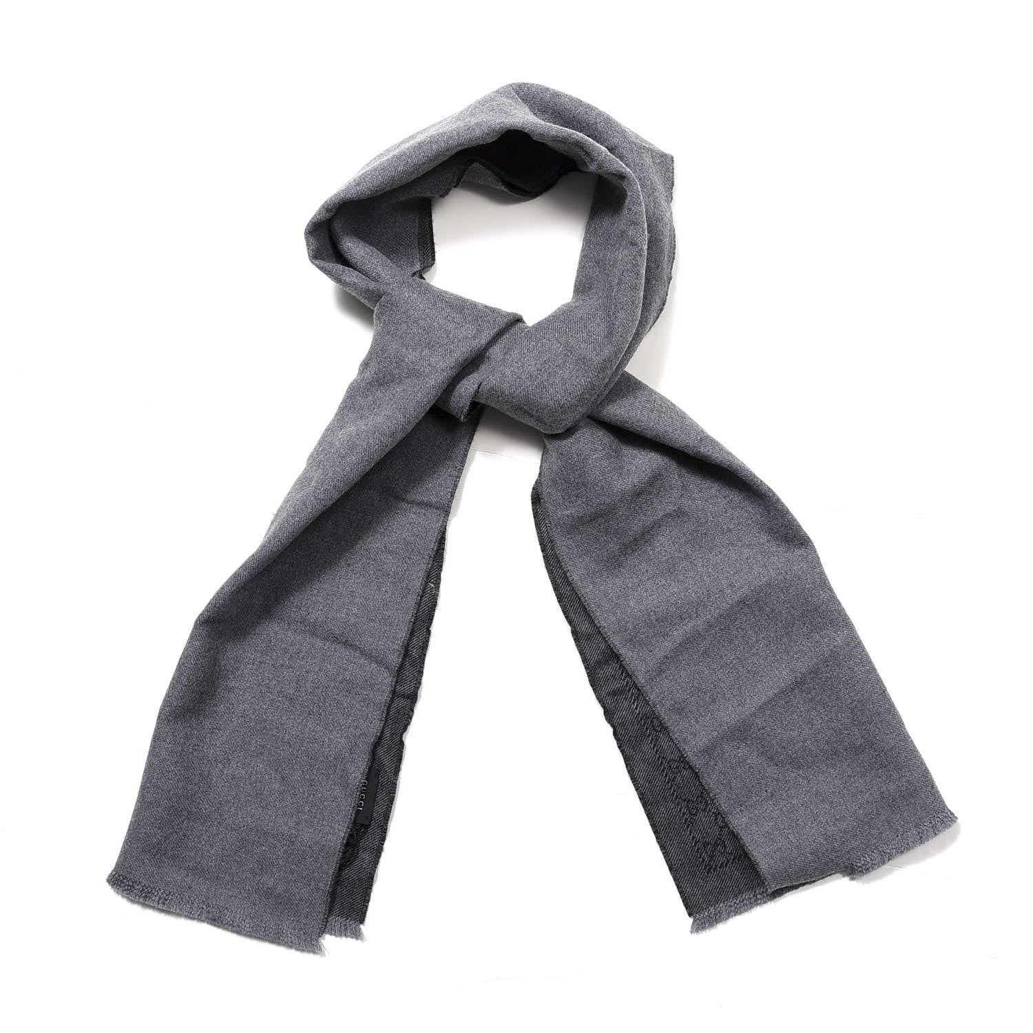 Gucci Wool GG Monogram Lonar Scarf Grey 1 of 5