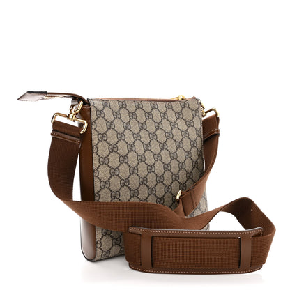 Gucci GG Supreme Monogram Azalea Calfskin Retro Interlocking G Flat Messenger Bag Beige Ebony Brown Sugar 3 of 10