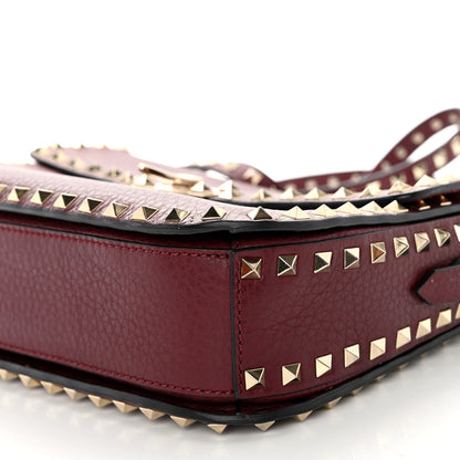 Valentino Garavani Pebbled Calfskin Medium Rockstud Flap Saddle Bag Rubino 9 of 10