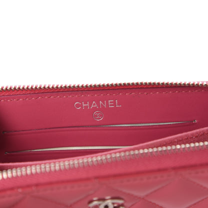Chanel Patent Quilted Small Zip Around Wallet Pink 6 of 9