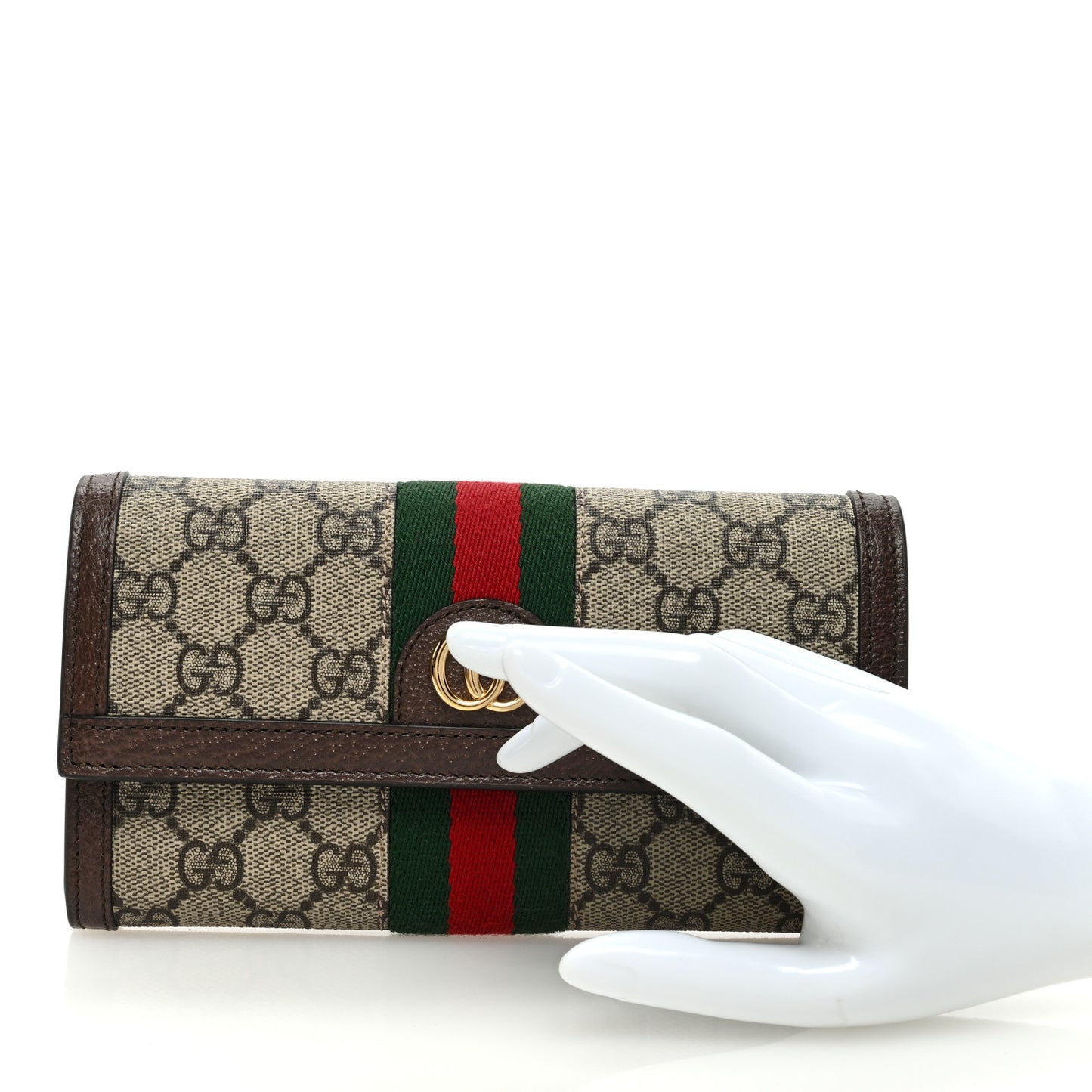GG Supreme Monogram Web Ophidia Continental Wallet Brown