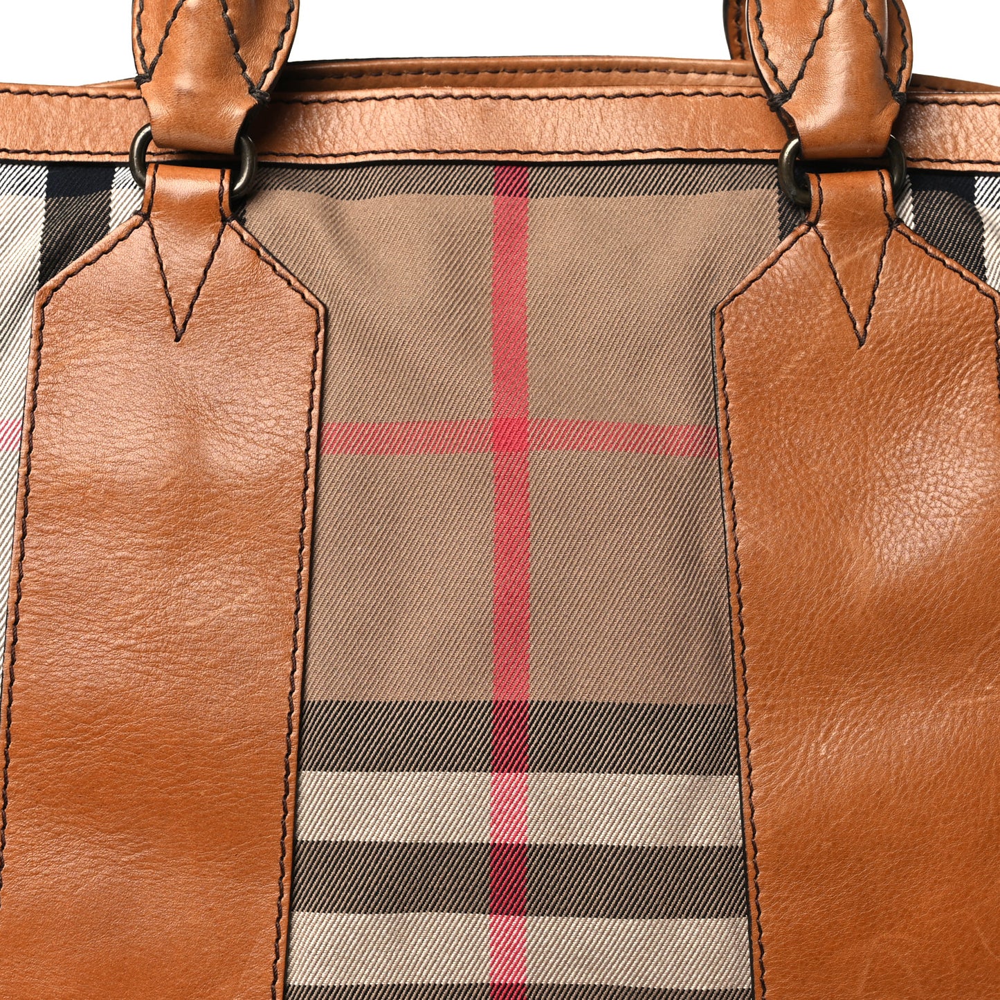 Vintage Washed House Check Medium Bonington Tote Saddle Brown