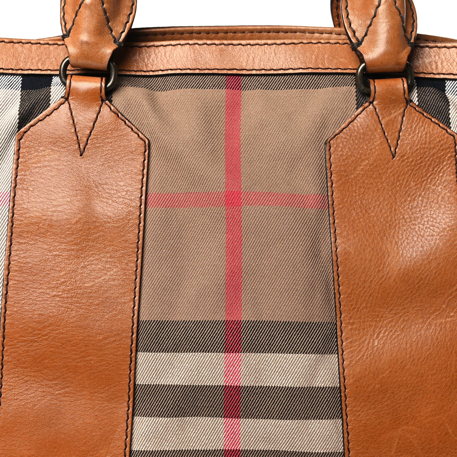 Burberry Vintage Washed House Check Medium Bonington Tote Saddle Brown 10 of 11