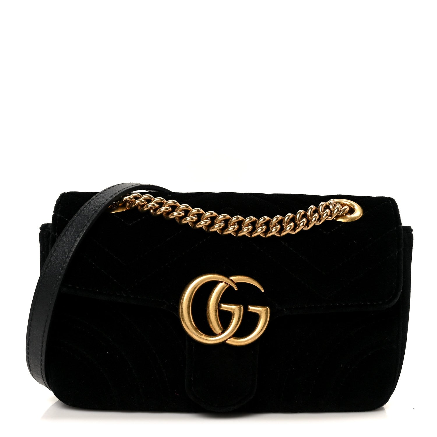 Gucci Velvet Matelasse Mini GG Marmont Shoulder Bag  Black 1 of 11
