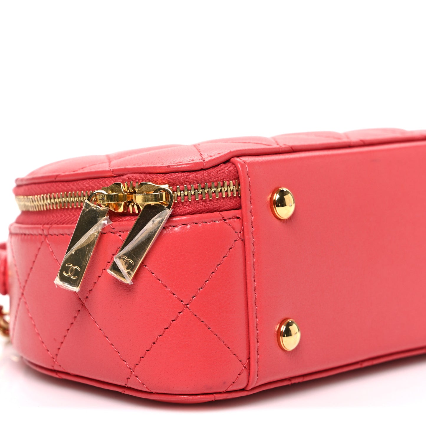 Lambskin Quilted Small Chic Riviera Top Handle Vanity Case Red