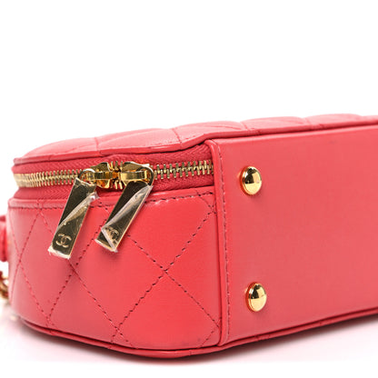 Chanel Lambskin Quilted Small Chic Riviera Top Handle Vanity Case Red 9 of 10