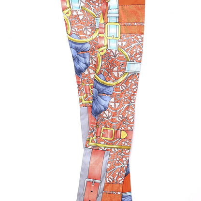 Hermes Silk Grand Manege Fleuri Twilly Orange Turquoise Gris 3 of 3