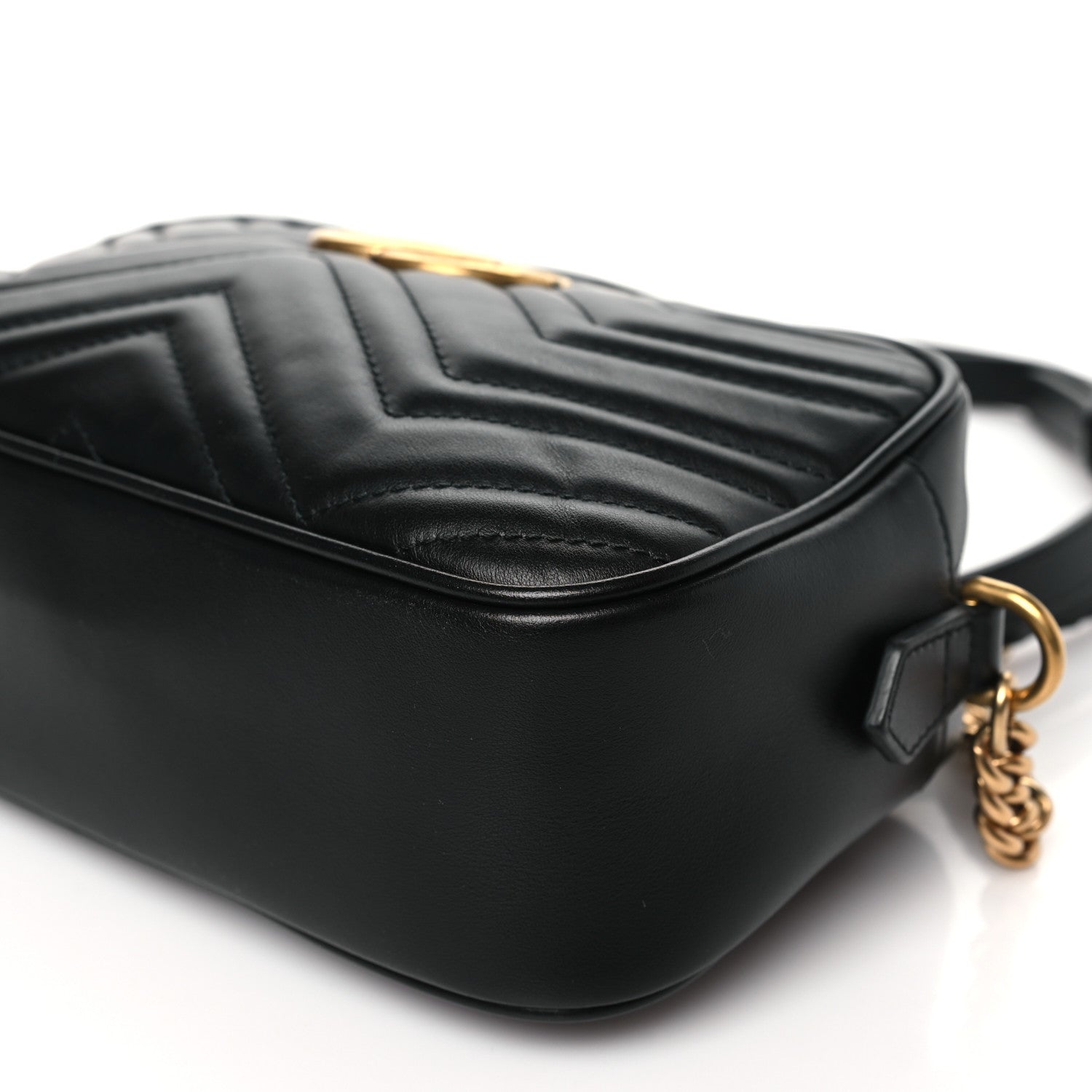 Gucci Calfskin Matelasse Small GG Marmont Chain Shoulder Bag Black 10 of 10