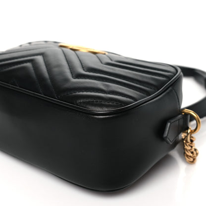 Gucci Calfskin Matelasse Small GG Marmont Chain Shoulder Bag Black 10 of 10