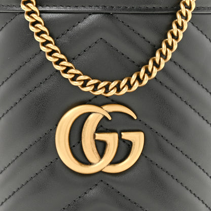 Gucci Calfskin Matelasse Mini GG Marmont 2.0 Bucket Bag Black 8 of 10
