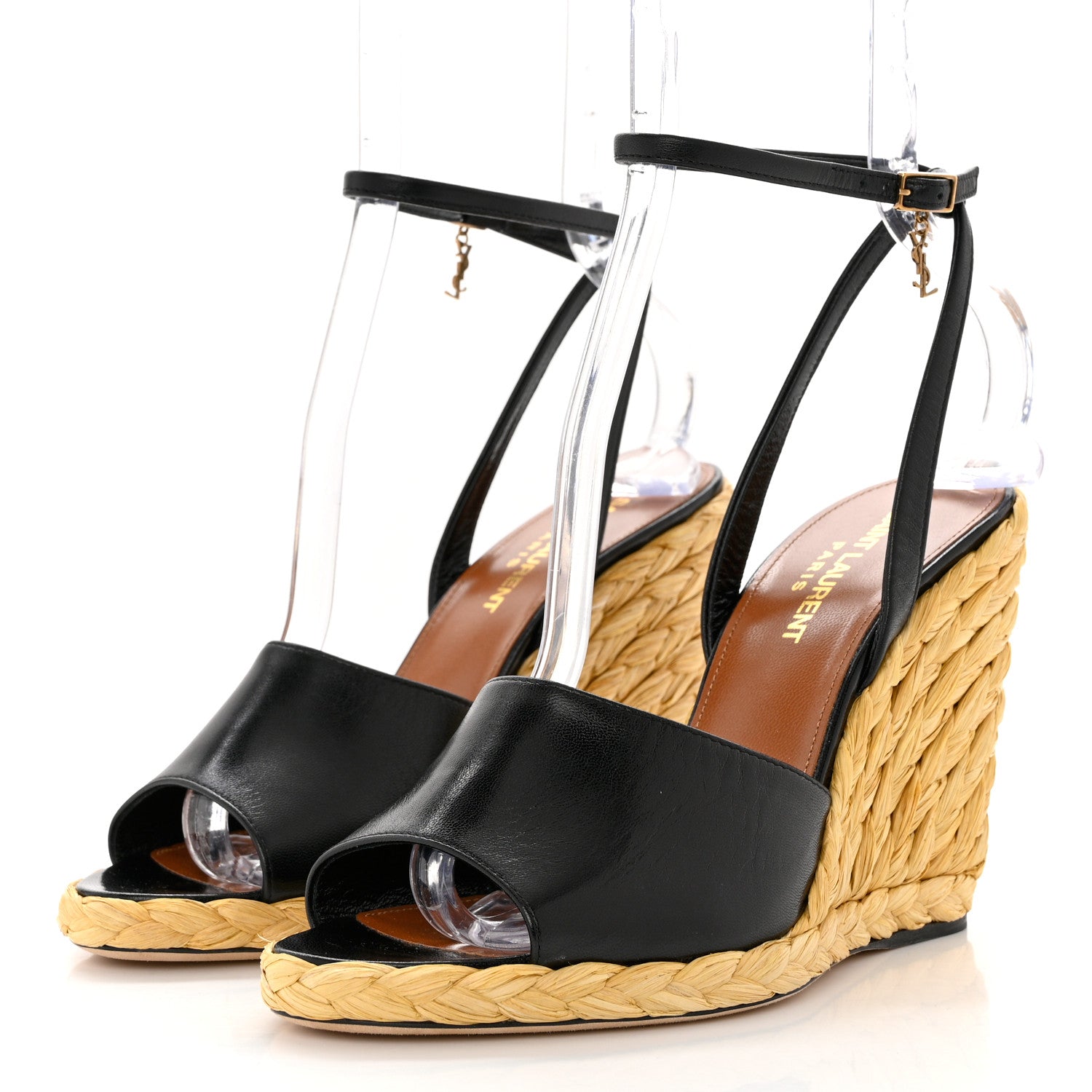 Saint Laurent Calfskin Paloma Espadrille 95 Wedges 37 Black 3 of 8
