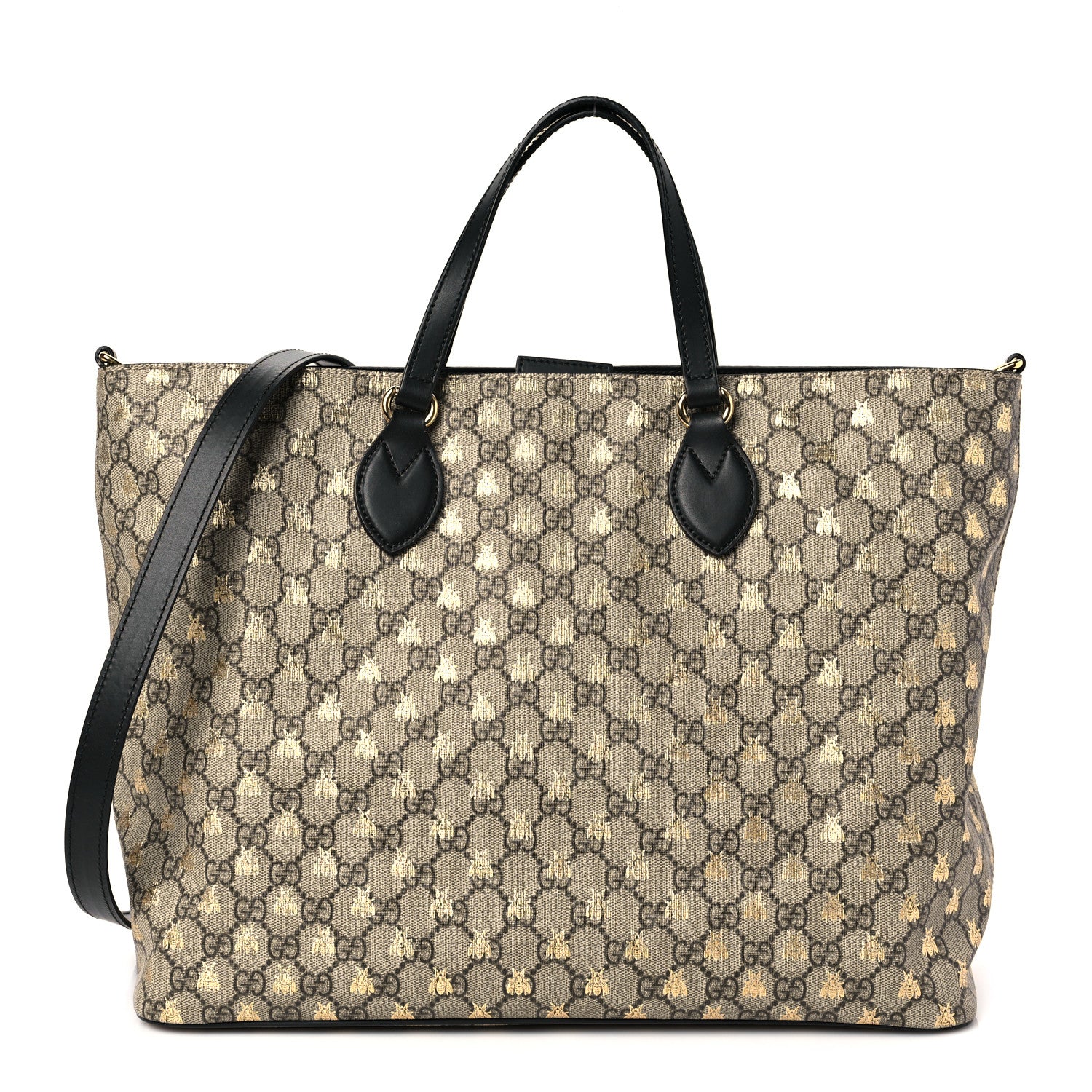 Gucci Soft GG Supreme Monogram Bees Medium Crossbody Tote Beige Oro Black 1 of 11