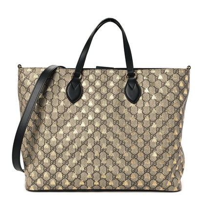 Gucci Soft GG Supreme Monogram Bees Medium Crossbody Tote Beige Oro Black 1 of 11