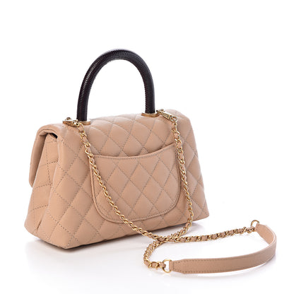 Chanel Caviar Lizard Embossed Quilted Mini Coco Handle Flap Beige 3 of 11