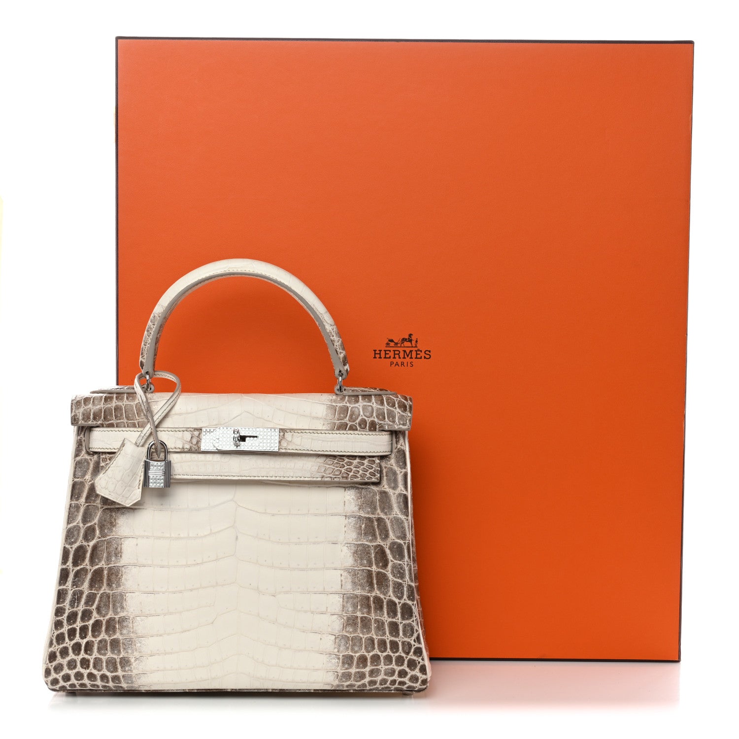 Hermes Matte Niloticus Crocodile 18K White Gold Diamond Himalaya Kelly Retourne 28 White 19 of 19