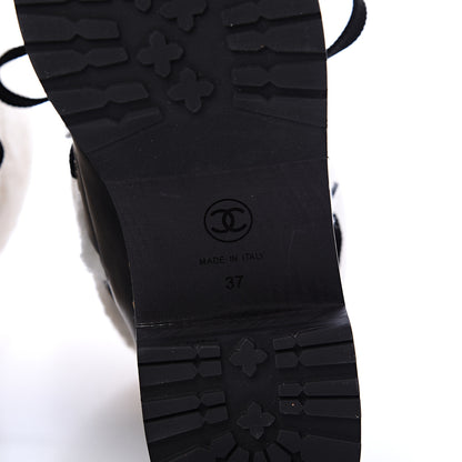 Chanel Shearling Chain Studded CC High Boot 37 Black 6 of 7