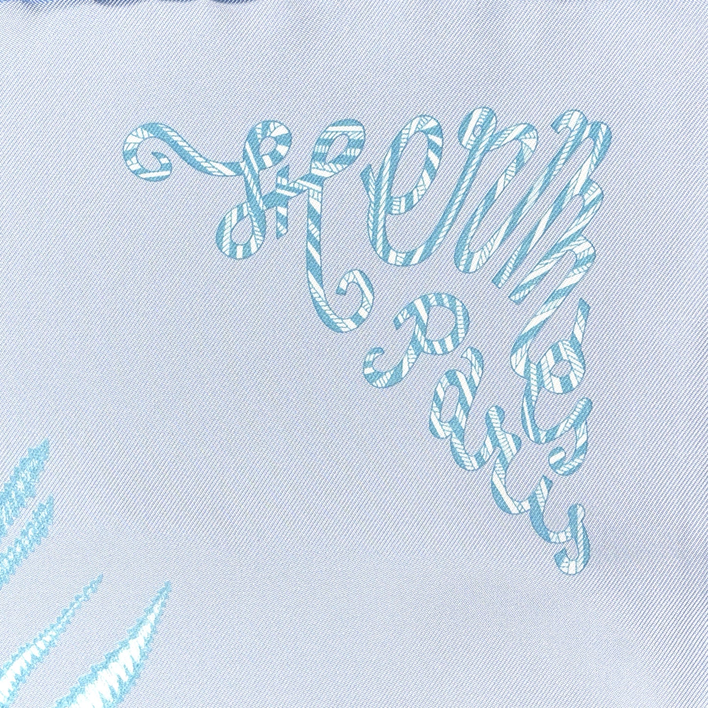 Silk Twill Plumets Et Panaches Scarf 90 Bleu Glacier Vert