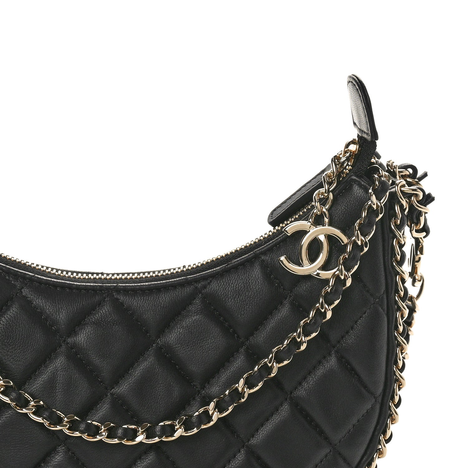 Chanel Lambskin Quilted Small Hobo Bag Black 8 of 10