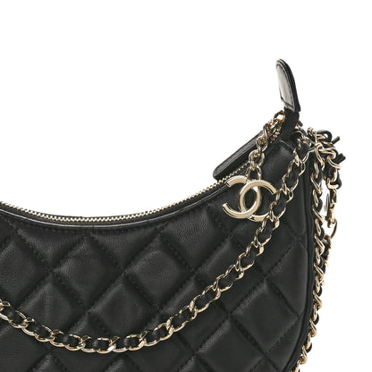 Chanel Lambskin Quilted Small Hobo Bag Black 8 of 10