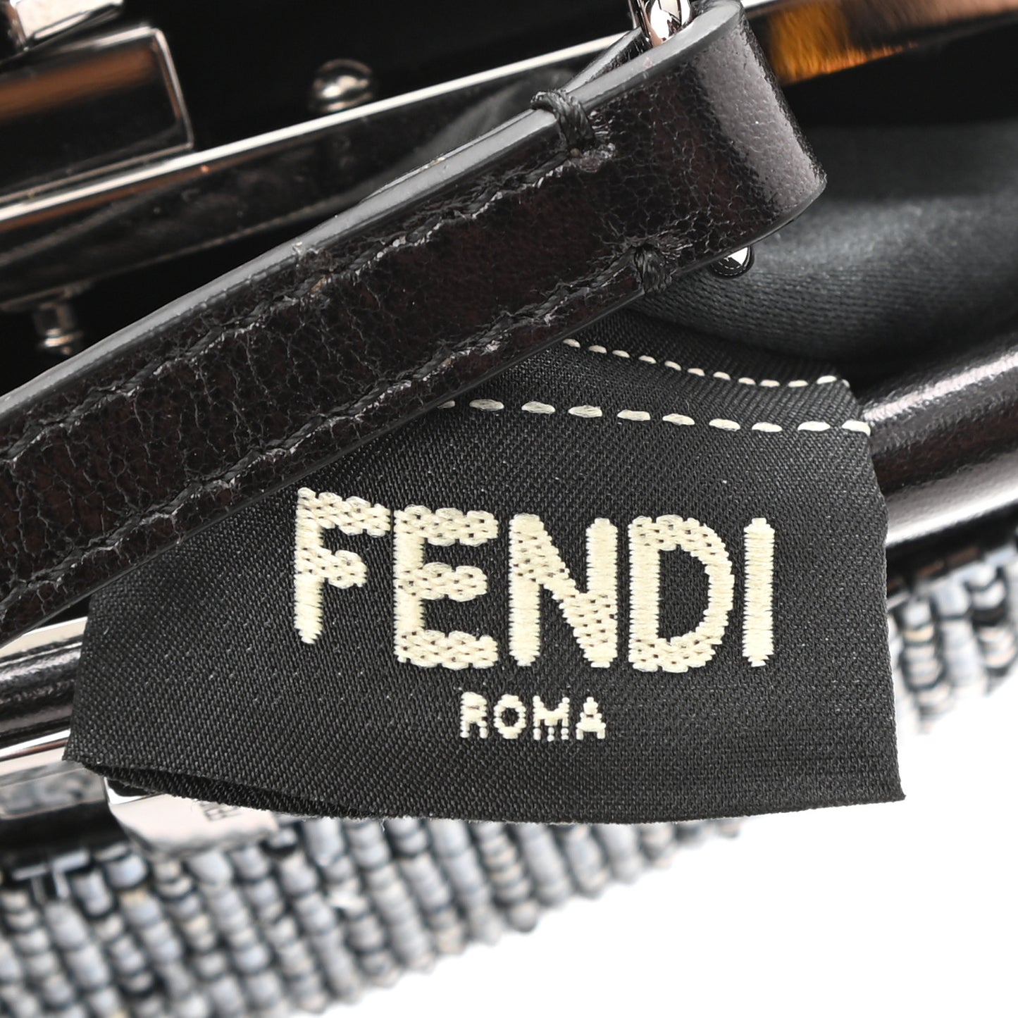 Laminated Goatskin Beaded Micro Peekaboo Iconic Satchel Canna di Fucile Black