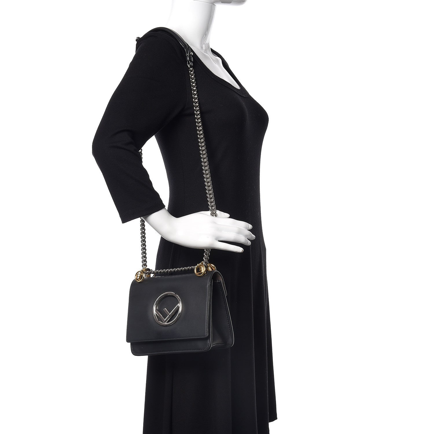 Fendi Vitello Century Opaco F is Fendi Small Kan I Shoulder Bag Black 2 of 10