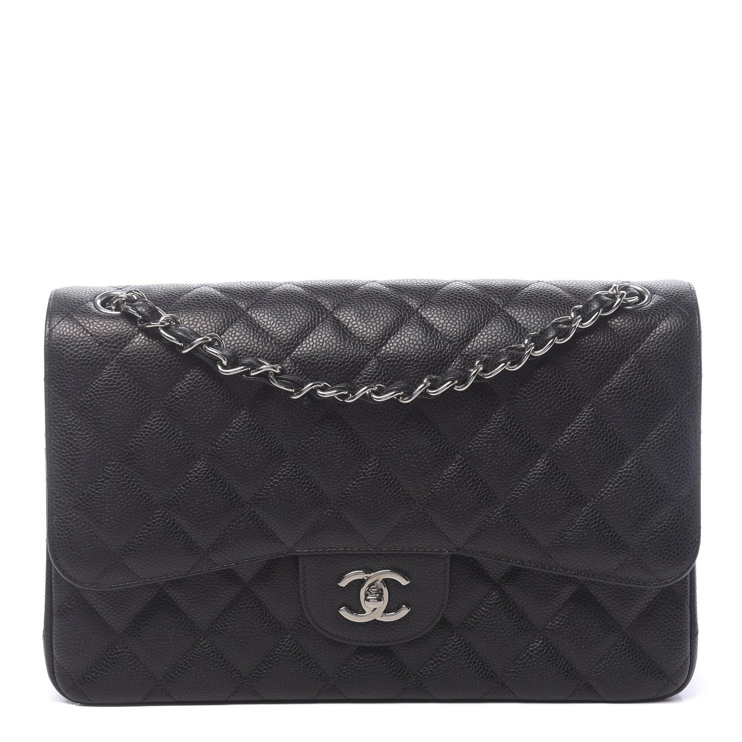 Caviar Quilted Jumbo Double Flap Black