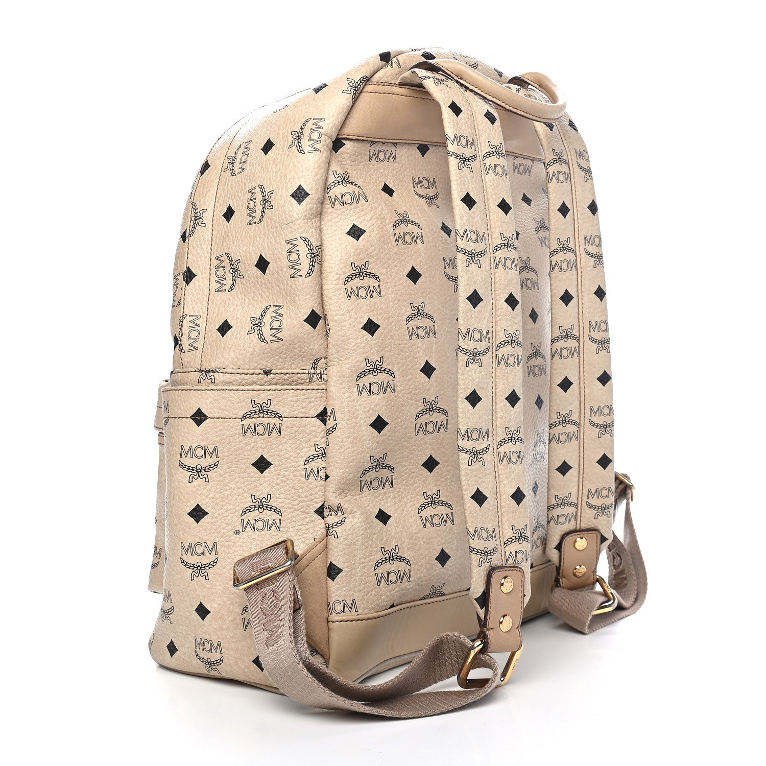 MCM Visetos Medium Studded Stark Backpack Beige 3 of 10