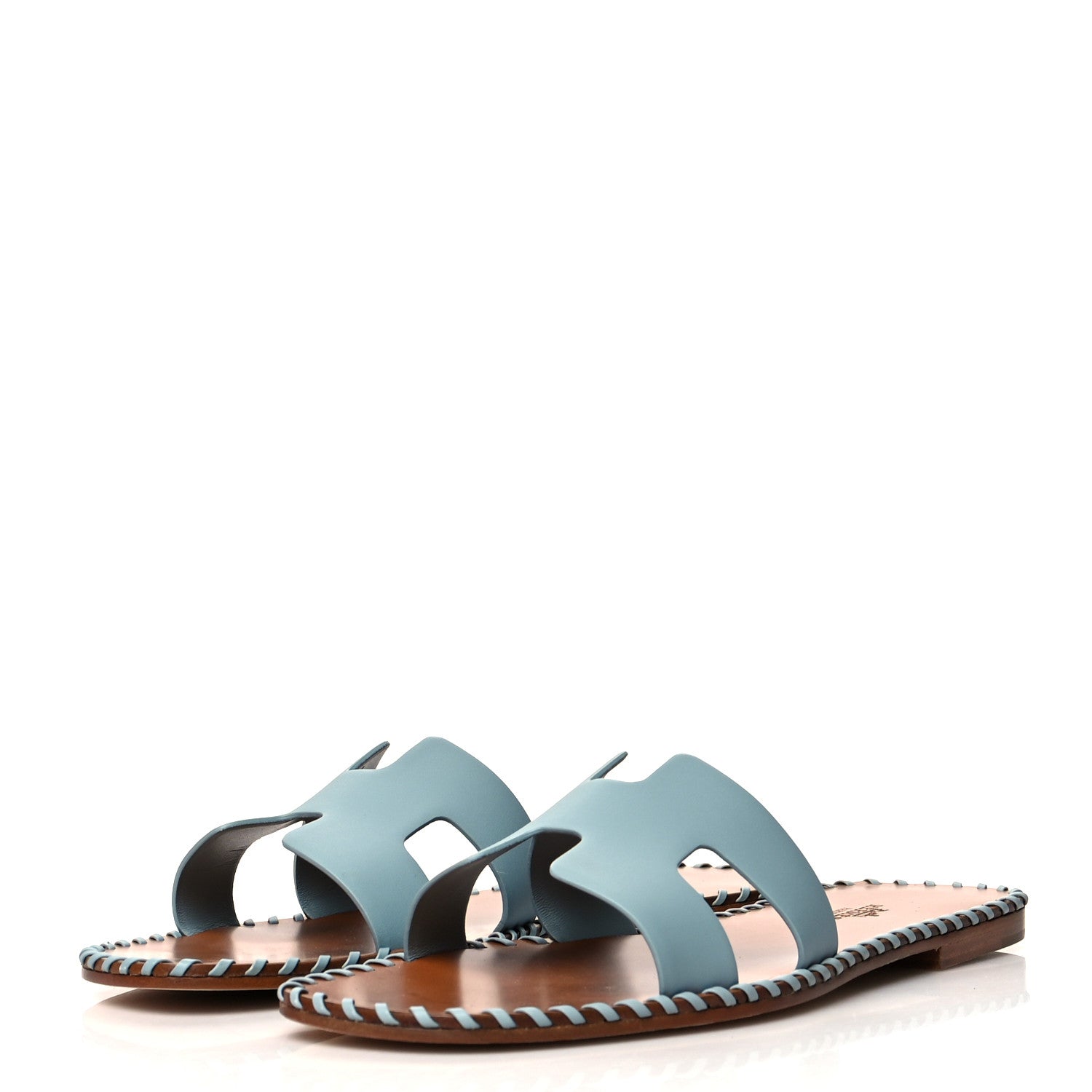 Hermes Box Calfskin Braided Oran Sandals 40.5 Vert D'Eau 3 of 8