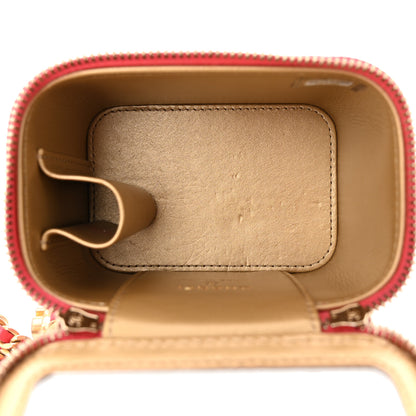 Chanel Lambskin Quilted Pearl Crush Mini Vanity Case With Chain Dark Pink 5 of 12